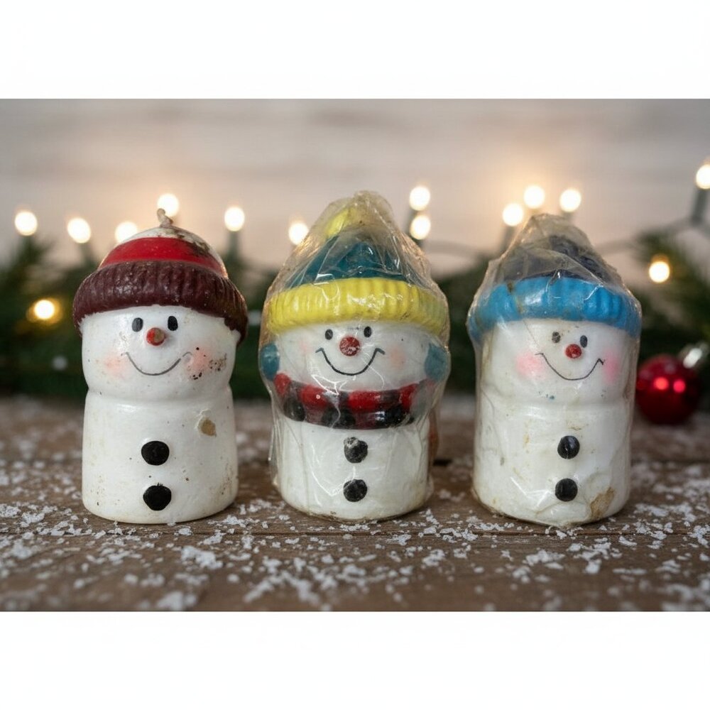 Vintage S’More Love Snowman Candle Set of 3‎ Christmas Holiday Winter Decor
